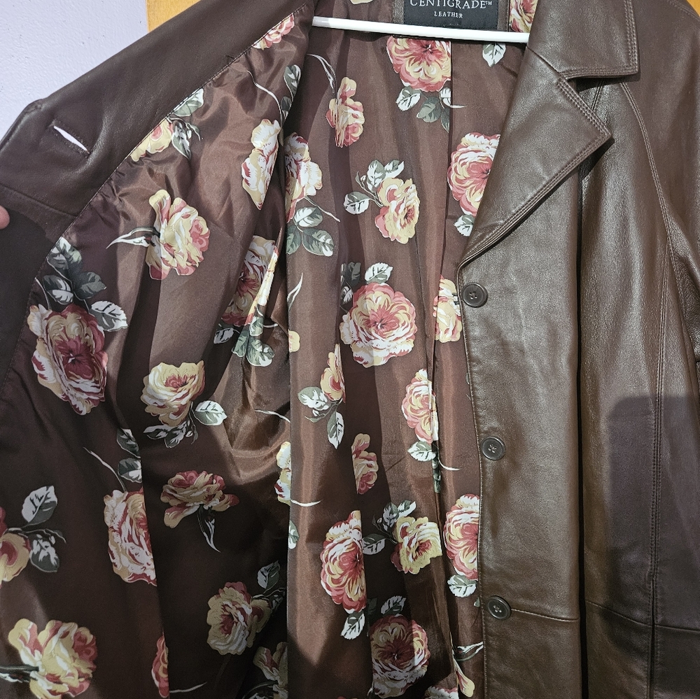 Centigrade Brown Leather Jacket 2x - image 1